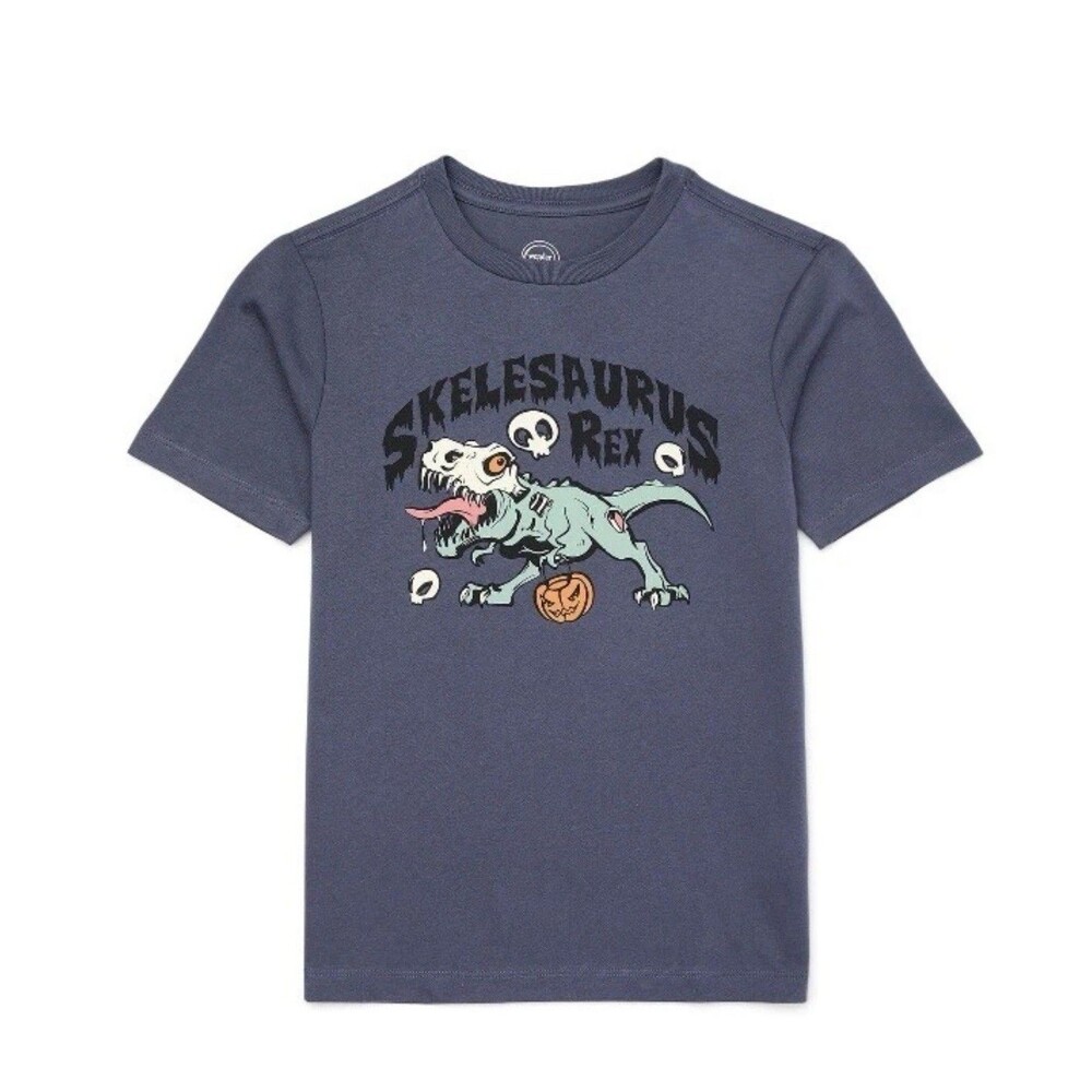 Wonder Nation Boys Halloween Dinosaur Graphic Tee XXL 18 New with Tags Salt Gray